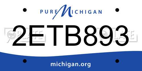 2ETB893 Michigan License Plate