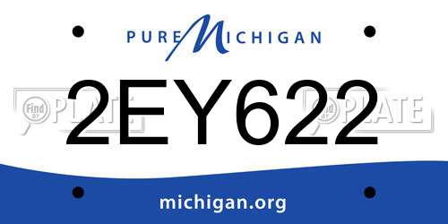 2EY622 Michigan License Plate