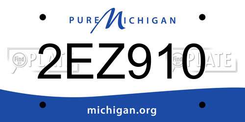 2EZ910 Michigan License Plate