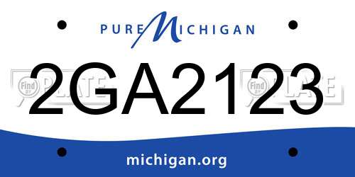 2GA2123 Michigan License Plate
