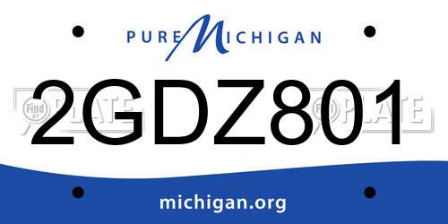 2GDZ801 Michigan License Plate