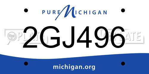 2GJ496 Michigan License Plate