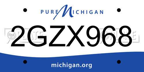 2GZX968 Michigan License Plate
