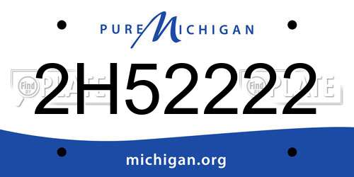 2H52222 Michigan License Plate