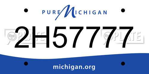 2H57777 Michigan License Plate