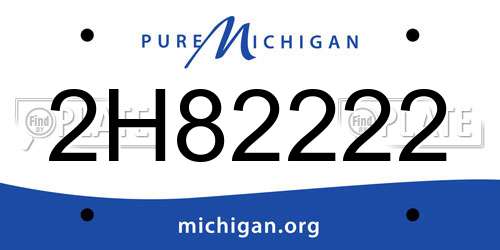 2H82222 Michigan License Plate