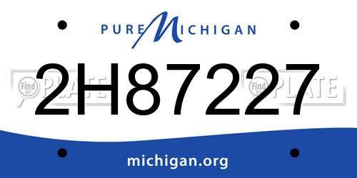 2H87227 Michigan License Plate