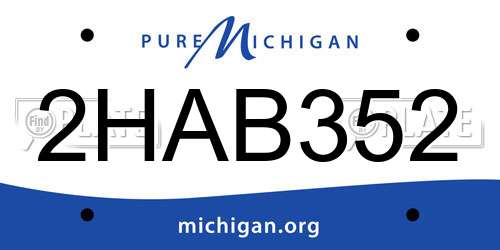 2HAB352 Michigan License Plate