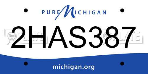 2HAS387 Michigan License Plate