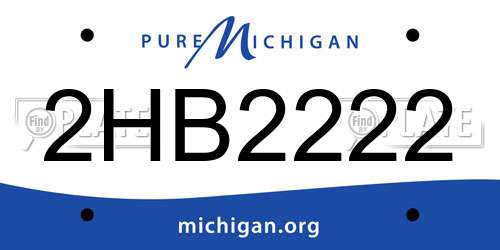 2HB2222 Michigan License Plate
