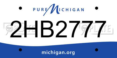 2HB2777 Michigan License Plate