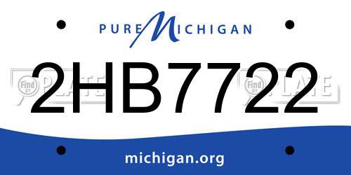 2HB7722 Michigan License Plate
