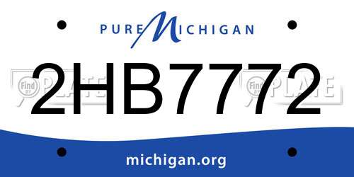 2HB7772 Michigan License Plate