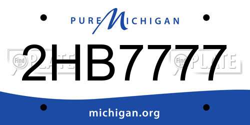 2HB7777 Michigan License Plate