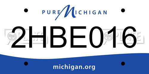 2HBE016 Michigan License Plate