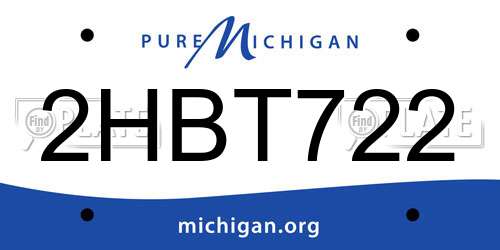 2HBT722 Michigan License Plate
