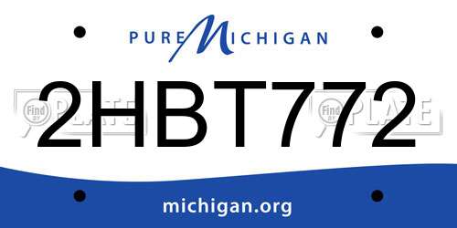 2HBT772 Michigan License Plate