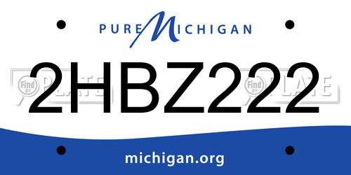 2HBZ222 Michigan License Plate