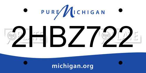 2HBZ722 Michigan License Plate