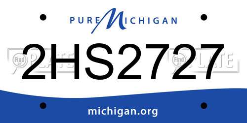 2HS2727 Michigan License Plate