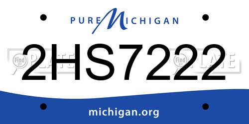 2HS7222 Michigan License Plate