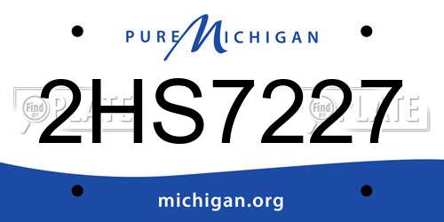 2HS7227 Michigan License Plate