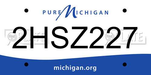 2HSZ227 Michigan License Plate