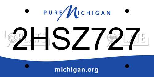 2HSZ727 Michigan License Plate