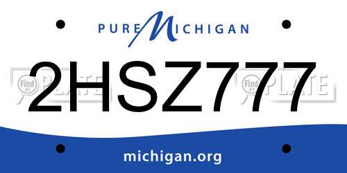 2HSZ777 Michigan License Plate
