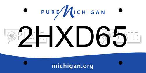 2HXD65 Michigan License Plate