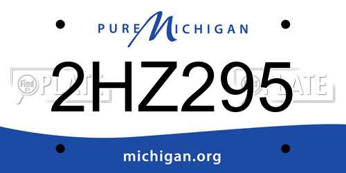 2HZ295 Michigan License Plate
