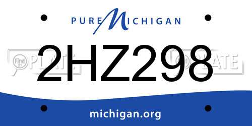 2HZ298 Michigan License Plate