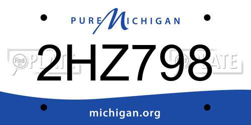 2HZ798 Michigan License Plate
