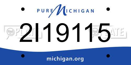 2I19115 Michigan License Plate
