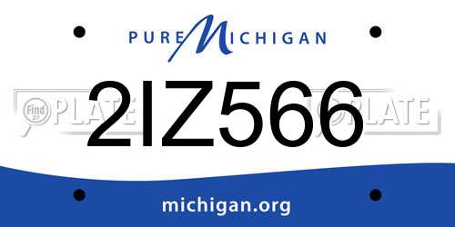 2IZ566 Michigan License Plate