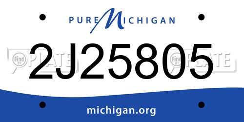 2J25805 Michigan License Plate