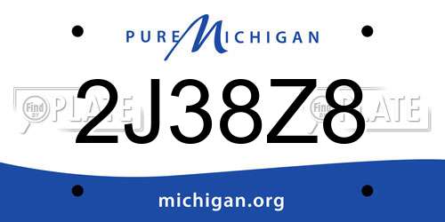 2J38Z8 Michigan License Plate