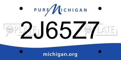 2J65Z7 Michigan License Plate