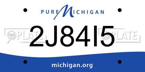 2J84I5 Michigan License Plate