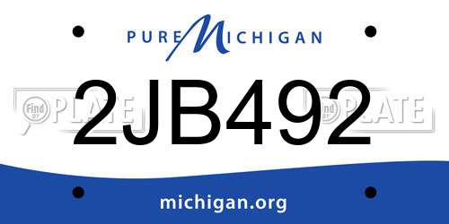 2JB492 Michigan License Plate