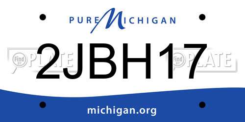 2JBH17 Michigan License Plate