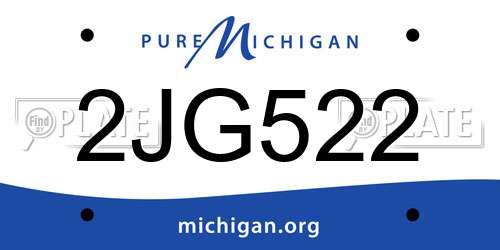 2JG522 Michigan License Plate