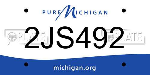 2JS492 Michigan License Plate