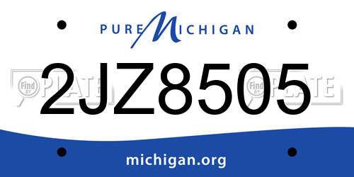 2JZ8505 Michigan License Plate