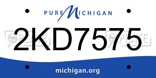 2KD7575 Michigan License Plate