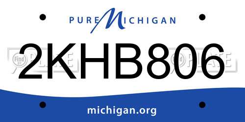 2KHB806 Michigan License Plate