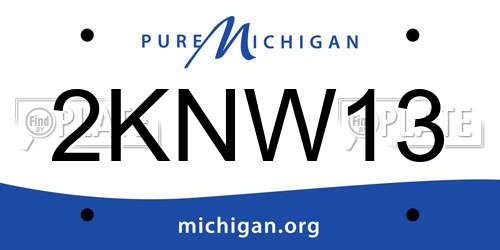 2KNW13 Michigan License Plate