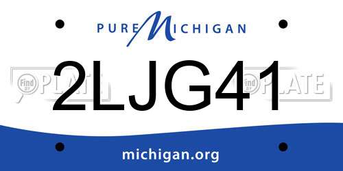 2LJG41 Michigan License Plate