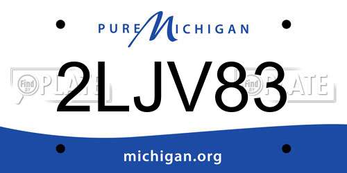 2LJV83 Michigan License Plate