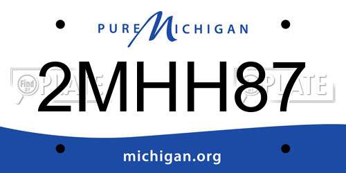 2MHH87 Michigan License Plate